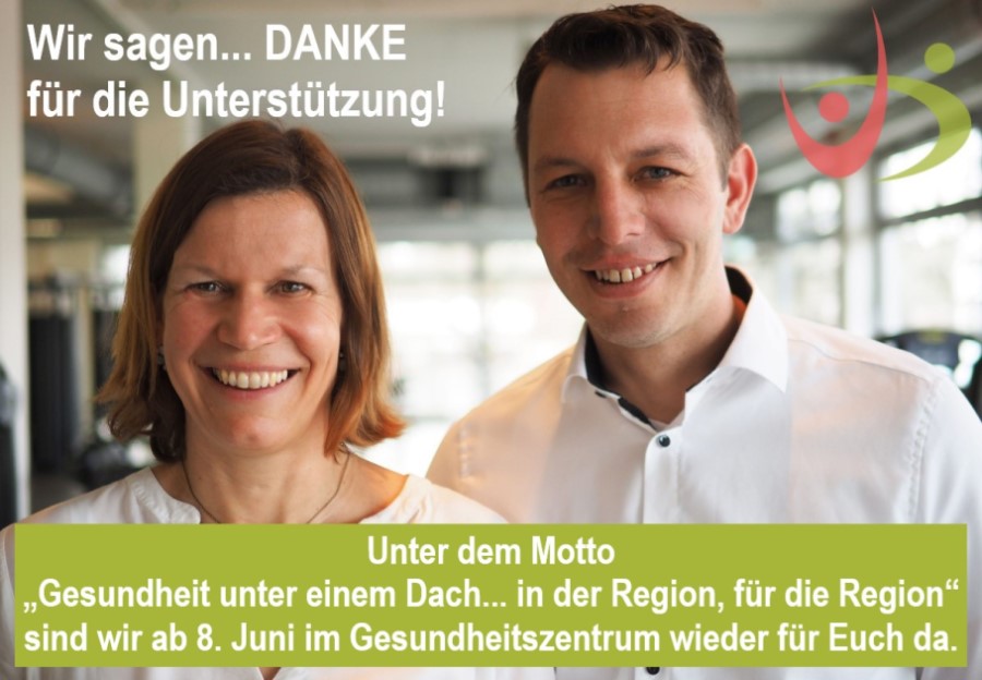 Gesundheitszentrum startet am 8. Juni – Mitgliedsbeitrag für den Monat Mai